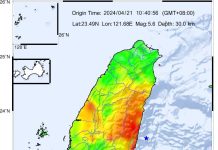 花蓮發生5.4規模地震!氣象署:應力結構會向南轉移 (圖/中央氣象署)