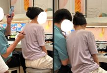 情侶迴轉壽司店 玩筷子當髮髻 (圖/Threads)