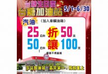 台糖週年慶促銷 加滿25公升現抵50元