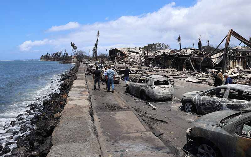 夏威夷茂宜島野火災情慘重，拉海納被燒成廢墟。圖/取自Governor Josh Green推特。