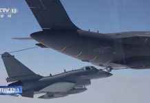 習共軍演和台灣主權 中國官方電視台2023年4月8日發布圍台軍演圖片。© AP