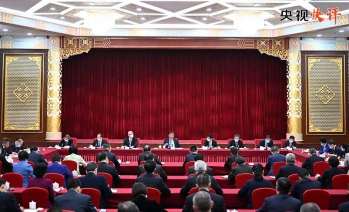 202307201212125 今年3月中共總書記習近平參加「兩會」工商聯界委員會議表示,要始終把民營企業和民營企業家當自己人,讓他們「輕裝上陣,大膽發展」。圖/取材央視網