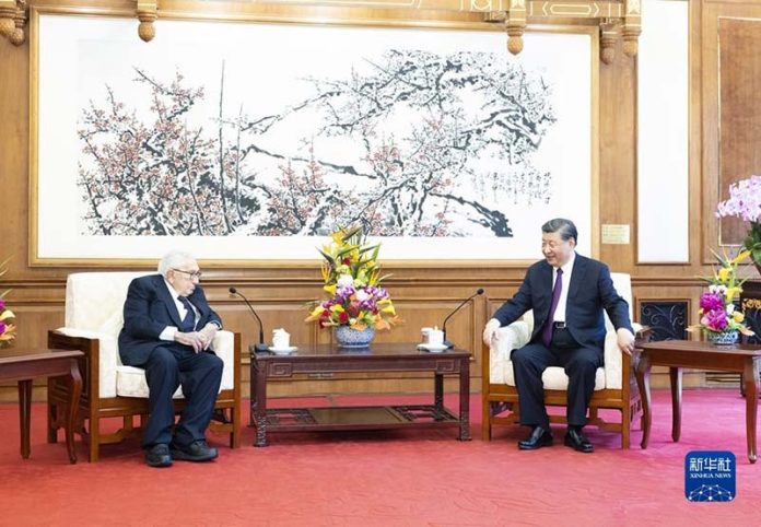 7月20日，大陸國家主席習近平在北京釣魚台國賓館會見美國前國務卿季辛吉。圖／新華社