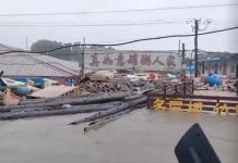 河北涿州全城滅頂…… 水退仍需1個月 河北涿州木材市場水深最高約5公尺。圖/轉引澎湃新聞