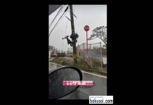 沖繩機車騎上電線桿 中颱卡努不容小覷 圖/翻攝自推特@bakusai_com