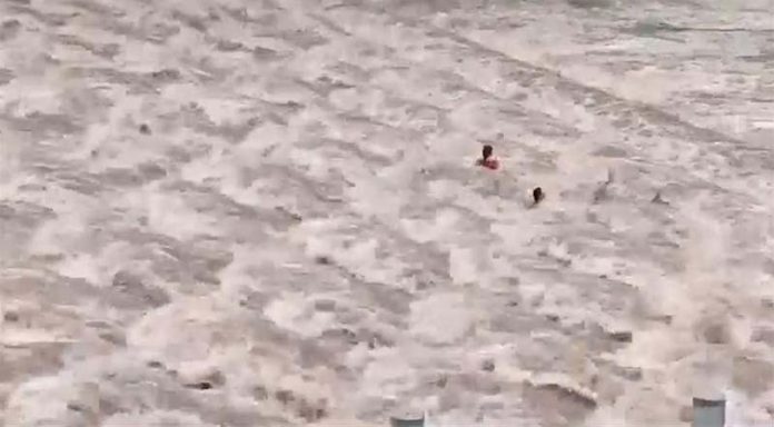 四川雅安雨城區魚鱗壩網紅打卡點，今（9）日上午河水暴漲後10餘人被沖走，至今已知有5人遇難。圖／極目新聞