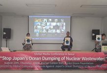 日本最快8月底排放福島核廢水 國際串聯反對 賴士葆批蔡政府輕忽 韓國民間團體發動全球連署行動,舉行國際線上記者會,反對日本排放核廢水。圖/綠色公民行動聯盟