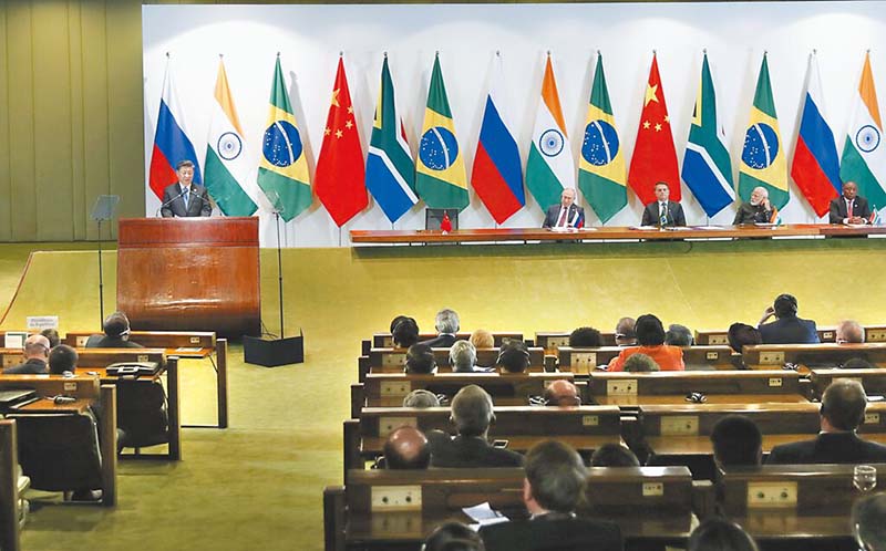 圖為金磚國家領導人於2019年在巴西開會。圖／取自中新社