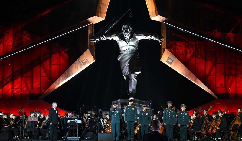 普丁出席「庫爾斯克戰役」勝利80周年紀念活動。圖／取自President of Russia官網