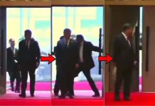 金磚小插曲–愣住 習近平進會場 隨行翻譯糗被擋門外 連續畫面顯示,習近平進入會場時,其身後的隨行助手也試圖進入,遭會場安全人員強行擋在門外。圖/翻攝自@yixinyinhexi1推特