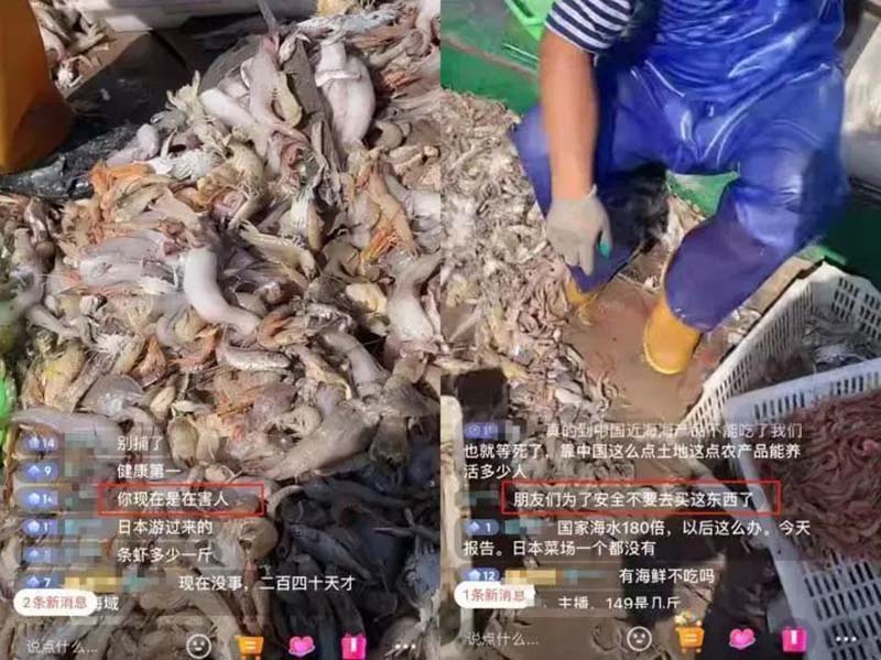 中國反日情緒蔓延，連國內的海產帶貨直播也被質疑賣污染食物。圖／取自「雷叔寫故事」微信