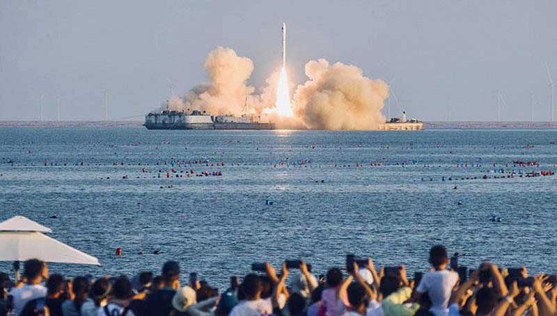 大陸星河動力公司5月首次自海上發射衛星成功，創造了大陸民營火箭發射的新紀錄。圖／取材星河動力航太