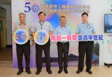 漢翔造發動機50年 馮世寬期許成為護國神山 漢翔發動機事業處50週年廠慶,漢翔董事長胡開宏(右2)、總經理馬萬鈞(左2),為系列活動揭開序幕。圖/漢翔提供