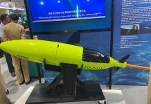 國造潛艦28日下水 台海均衡重新調整 水下潛航器,可以探索潛艦的動態。圖/記者楊俊斌攝