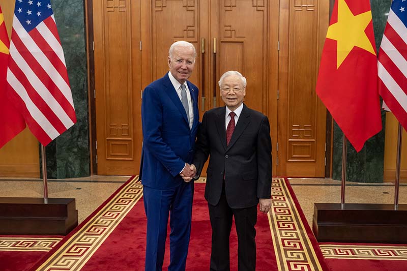 美國總統拜登會晤越共總書記阮富仲。圖／取自President Joe Biden臉書