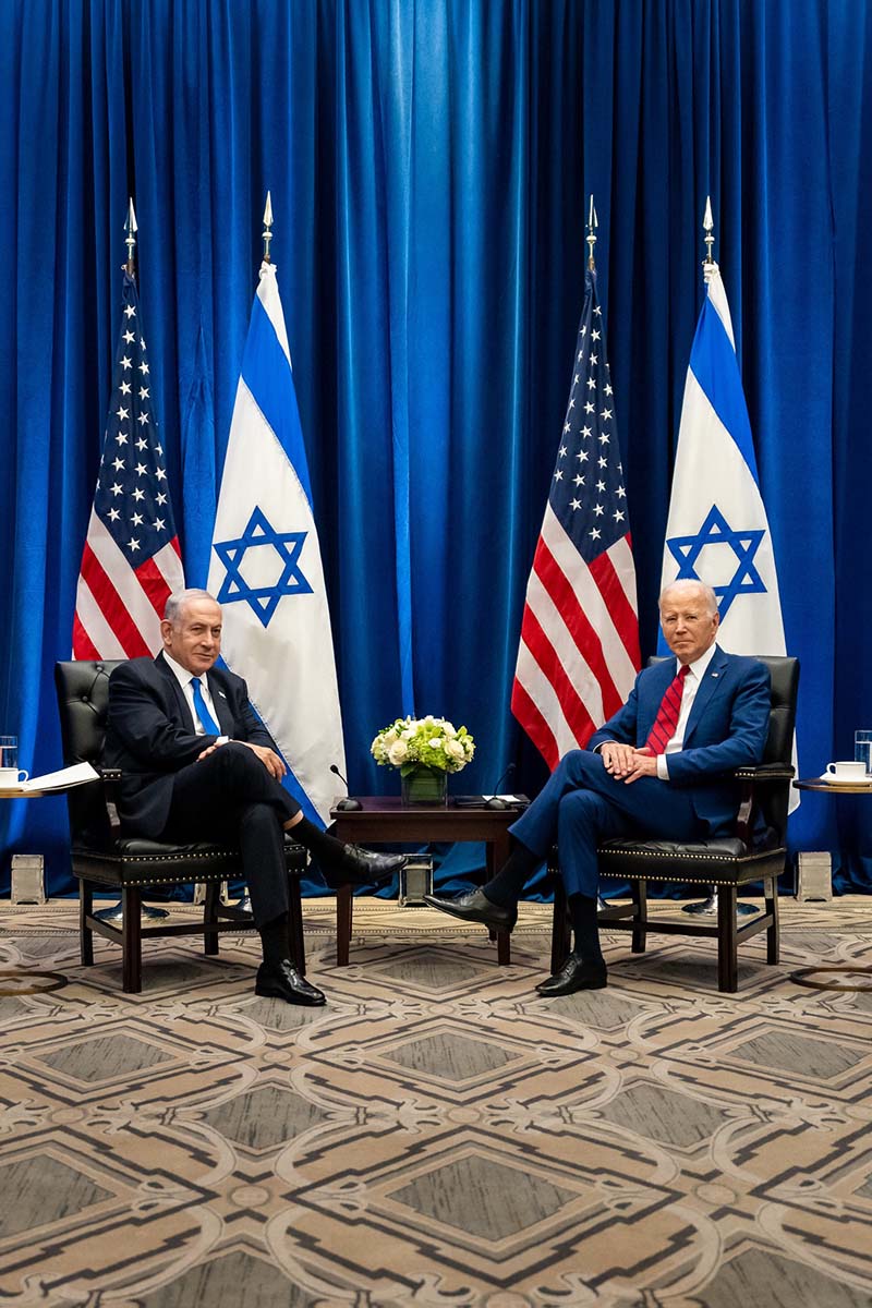 拜登日前與以色列總理納坦雅胡（Benjamin Netanyahu）在聯合國大會場邊會談。圖／取自President Joe Biden臉書粉專