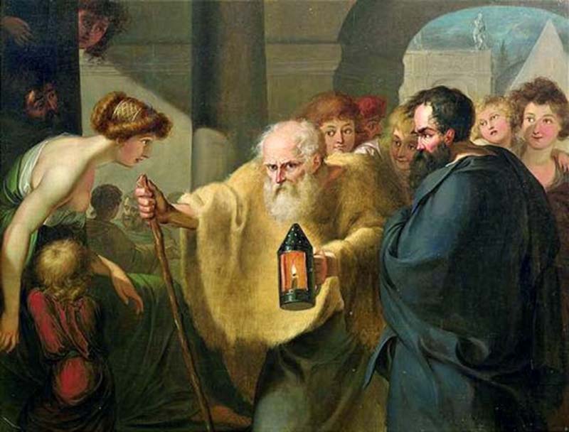 《第歐根尼 (Diogenes) 尋找一個誠實的人》 Diogenes Searching for an Honest Man 畫家: 約翰·海因里希·威廉·蒂施貝因的 (約1780年)