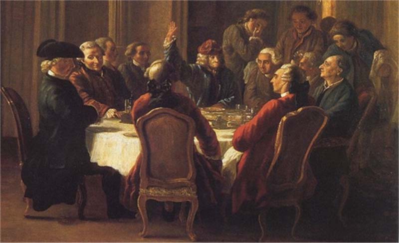 《哲學家的晚餐》 畫家: 于貝爾·伏爾泰