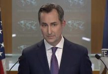 美媒圍剿國務院 全面封鎖加薩是「戰爭罪」 美國國務院發言人米勒回答記者以巴衝突問題招架不住。圖/視頻截圖