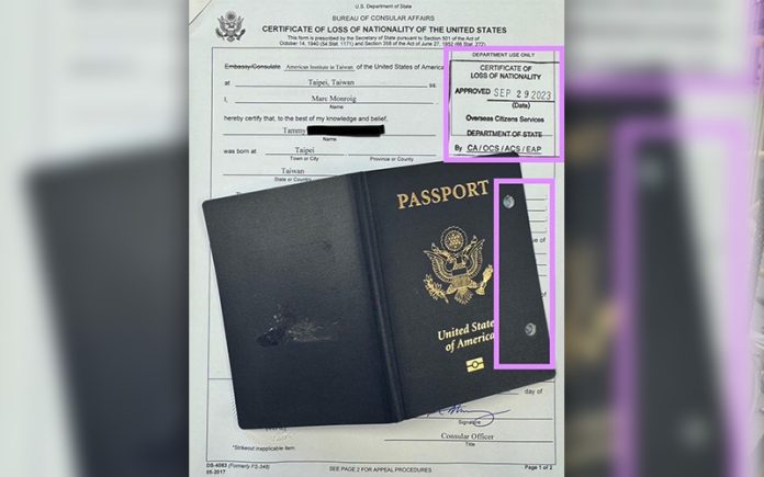 賴佩霞在臉書宣布已取得「喪失美國國籍證書，不再具有美國公民身分。圖/取自賴佩霞臉書