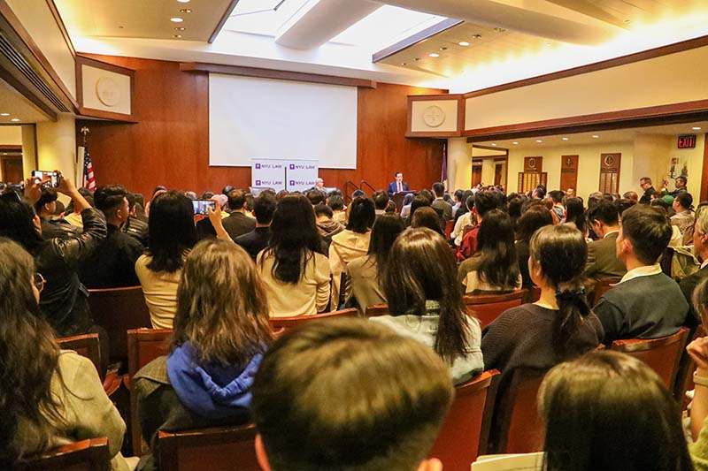 馬英九在紐約大學演說，現場座無虛席。圖／馬英九基金會提供