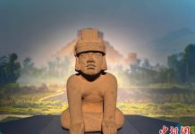 從奧爾梅克到阿茲特克,「這地方」展出橫跨4千年中美洲文物 在遼寧省博物館舉行的墨西哥古代文明展,出現「王子」豹人石雕。圖/中新網