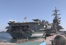 北韓威脅升高 美日韓展開聯合海上防空訓練 卡爾文森號。圖/擷取自NHK電視台