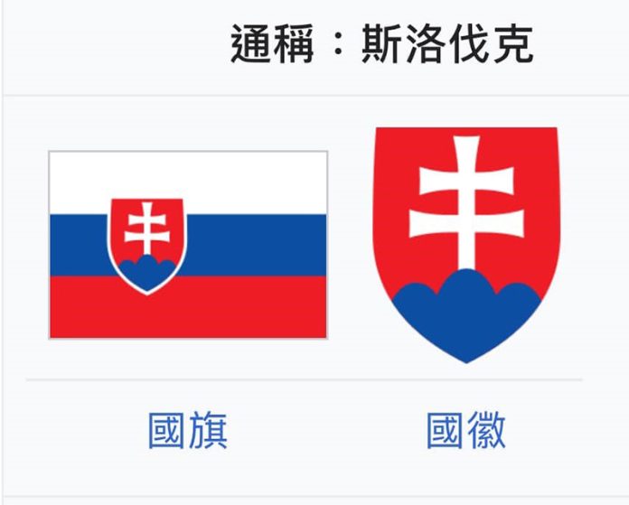 斯洛伐克獨立後的國旗和國徽(維基百科)