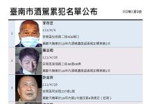 臺南市公布第34批酒駕累犯名單累計417人 圖/南市交通局提供