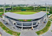 亞太國際棒球訓練中心成棒主球場上梁 黃偉哲期待台南的棒球夢早日實現 圖/台南市政府