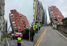 獨家直擊/花蓮天王星大樓現場最新狀況(莊嘉宏) 現場第一手,拍攝方向為花崗街往軒轅路方向。