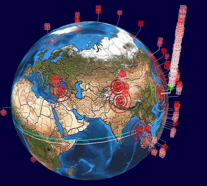 花蓮強震餘震頻繁 全球地震3D圖堆疊成101大樓