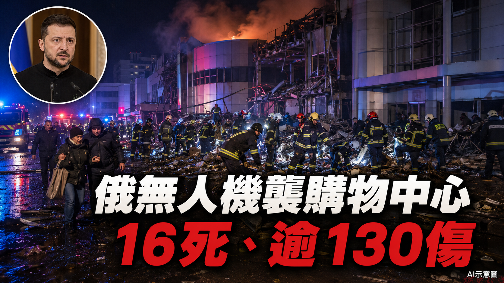 俄無人機連續襲擊克里維里赫購物中心 至少16死、逾130傷 俄無人機連續襲擊克里維里赫購物中心 至少16死、逾130傷