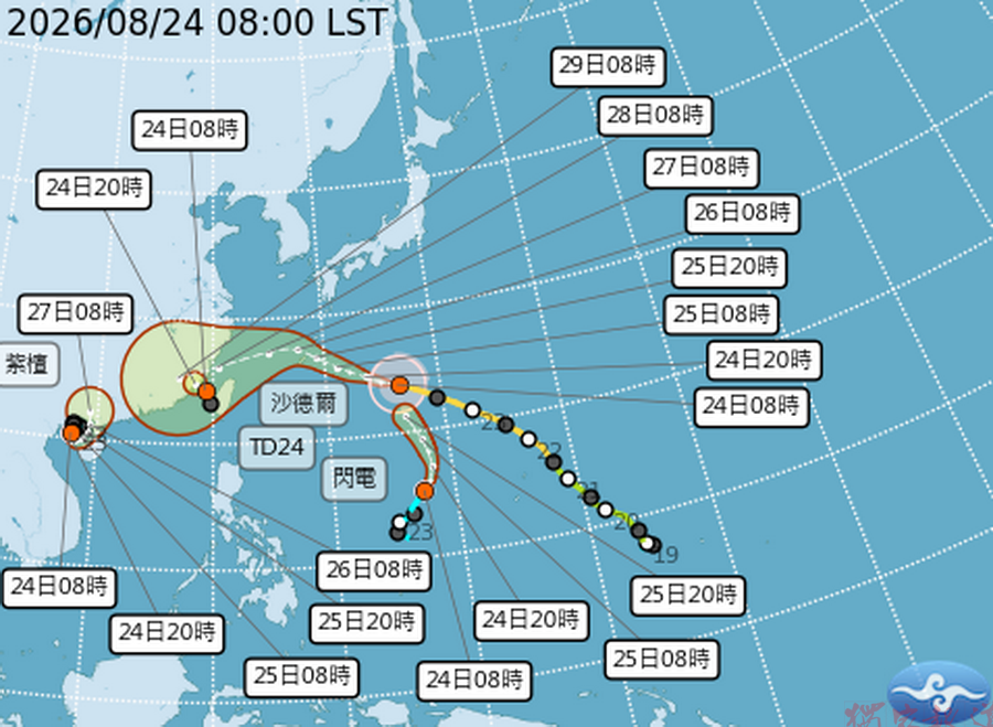 20260824三颱共舞再加一TD 最近天氣有夠亂 20260824三颱共舞再加一TD 最近天氣有夠亂