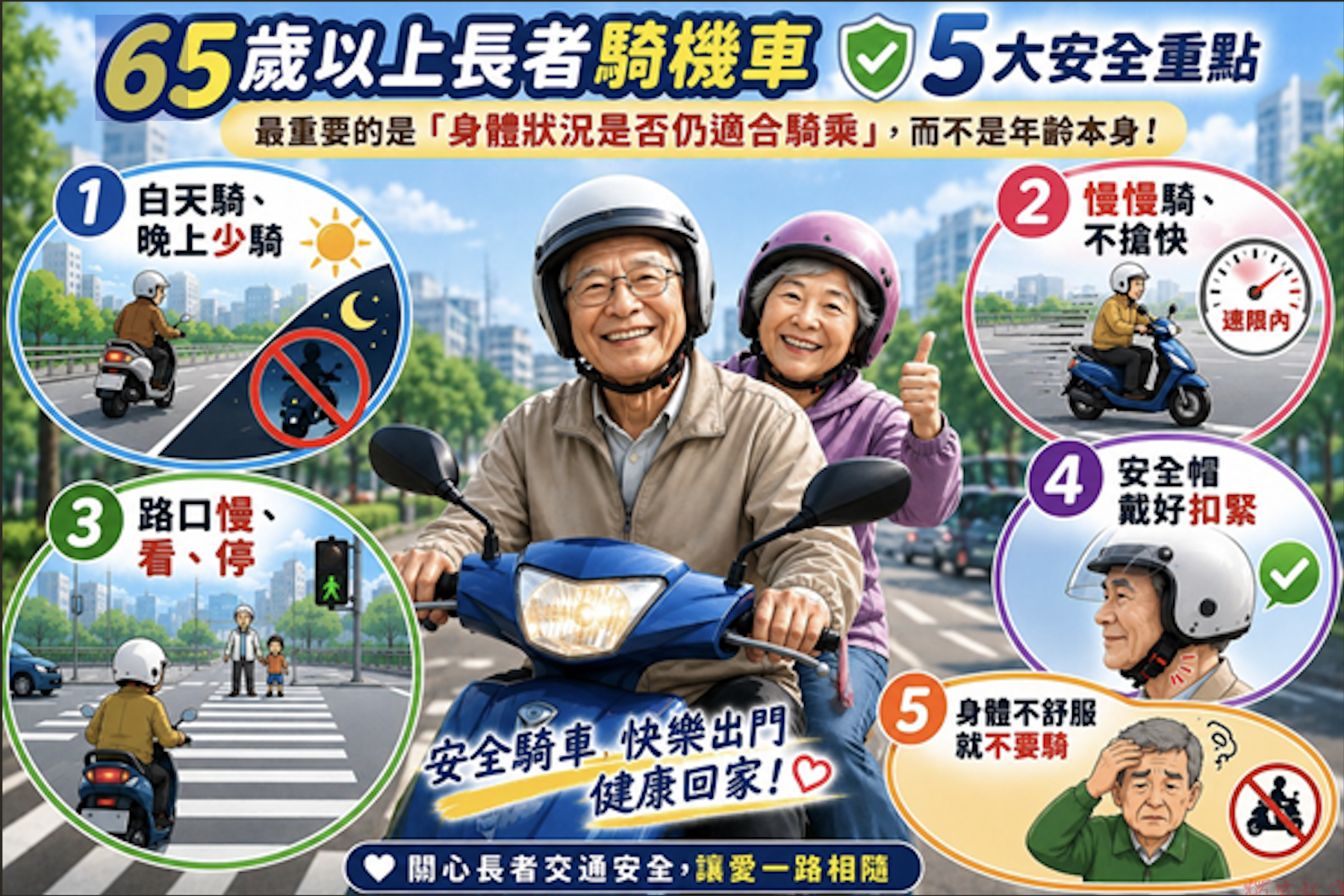 提升高齡用路安全 新北市交通局整理五大口訣守護長輩騎乘機車安全 提升高齡用路安全 新北市交通局整理五大口訣守護長輩騎乘機車安全