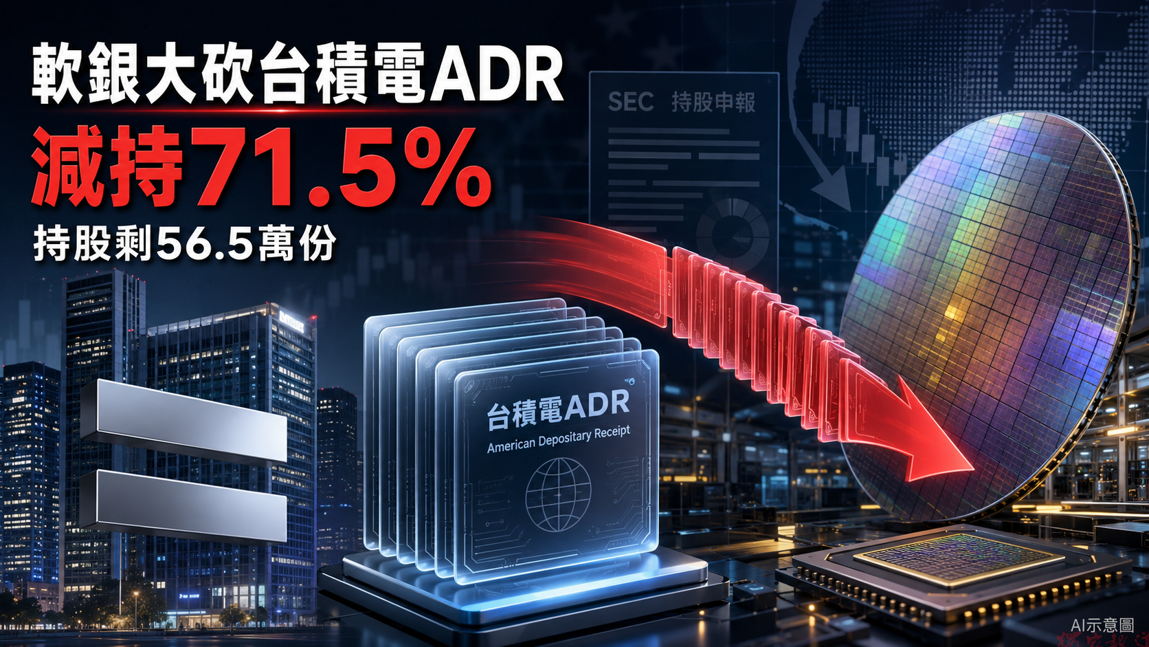 軟銀第二季減持逾七成台積電ADR 持股降至56.5萬份 軟銀第二季減持逾七成台積電ADR 持股降至56.5萬份