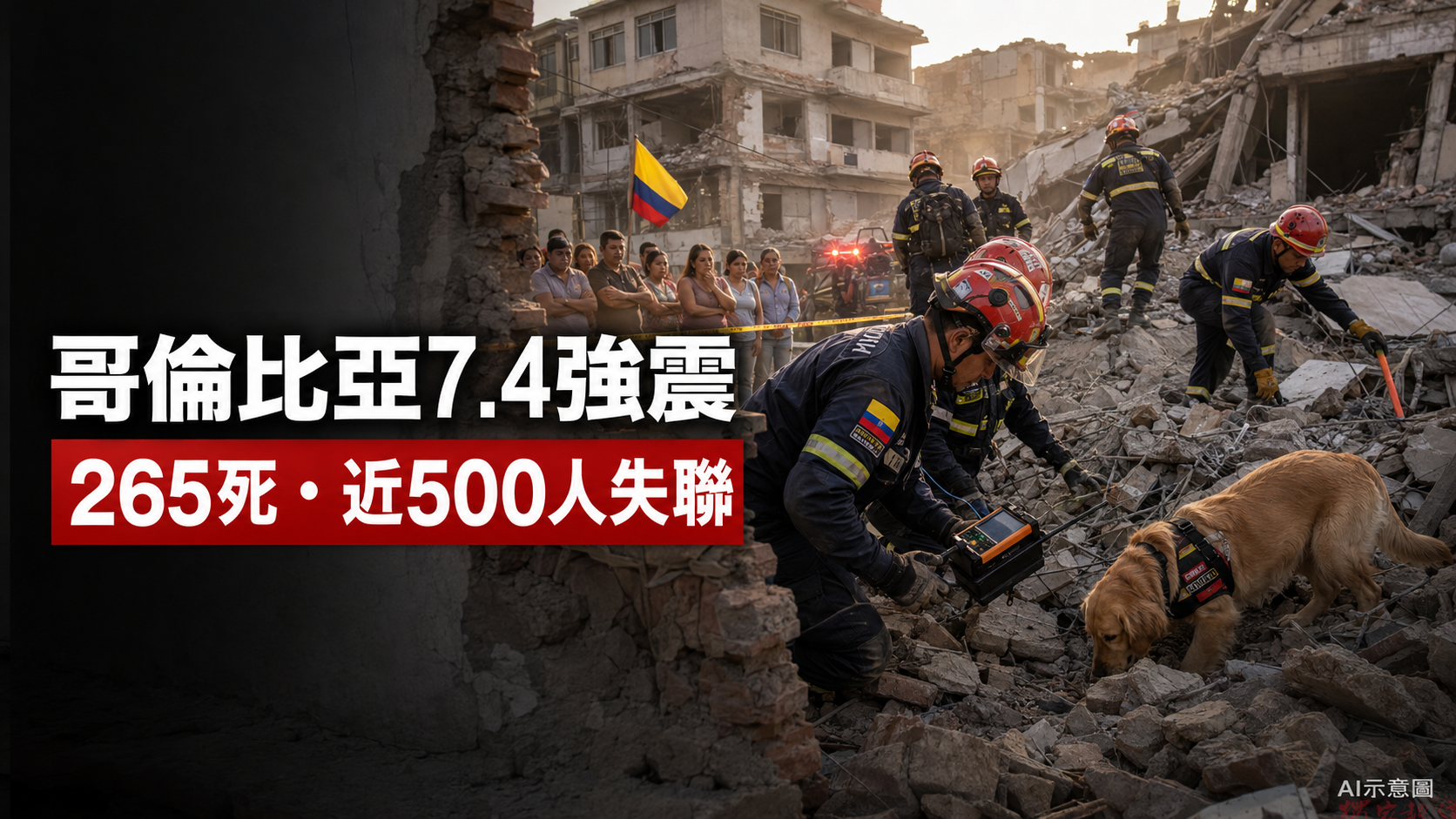 哥倫比亞7.4強震增至265死 近500人下落不明 哥倫比亞7.4強震增至265死 近500人下落不明