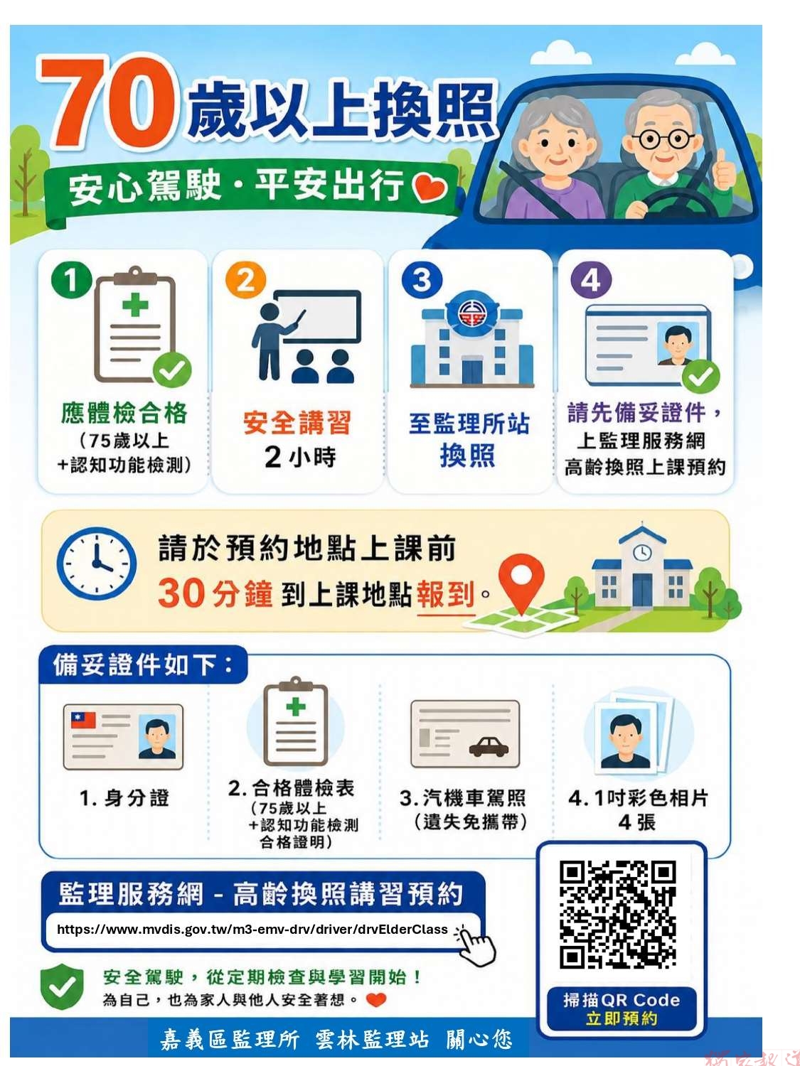 高齡駕照換照門檻降至70歲 警方四大宣導守護長者行車安全 高齡駕照換照門檻降至70歲 警方四大宣導守護長者行車安全