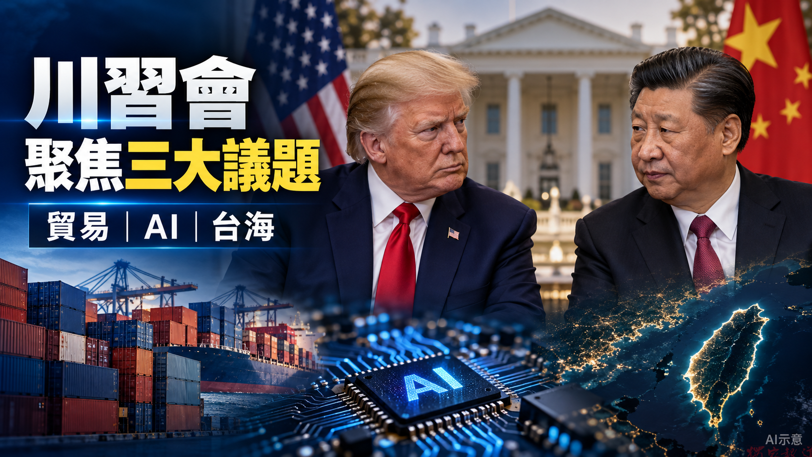 川普罕見親赴機場迎接習近平 24日峰會聚焦貿易、AI與台海 川普罕見親赴機場迎接習近平 24日峰會聚焦貿易、AI與台海