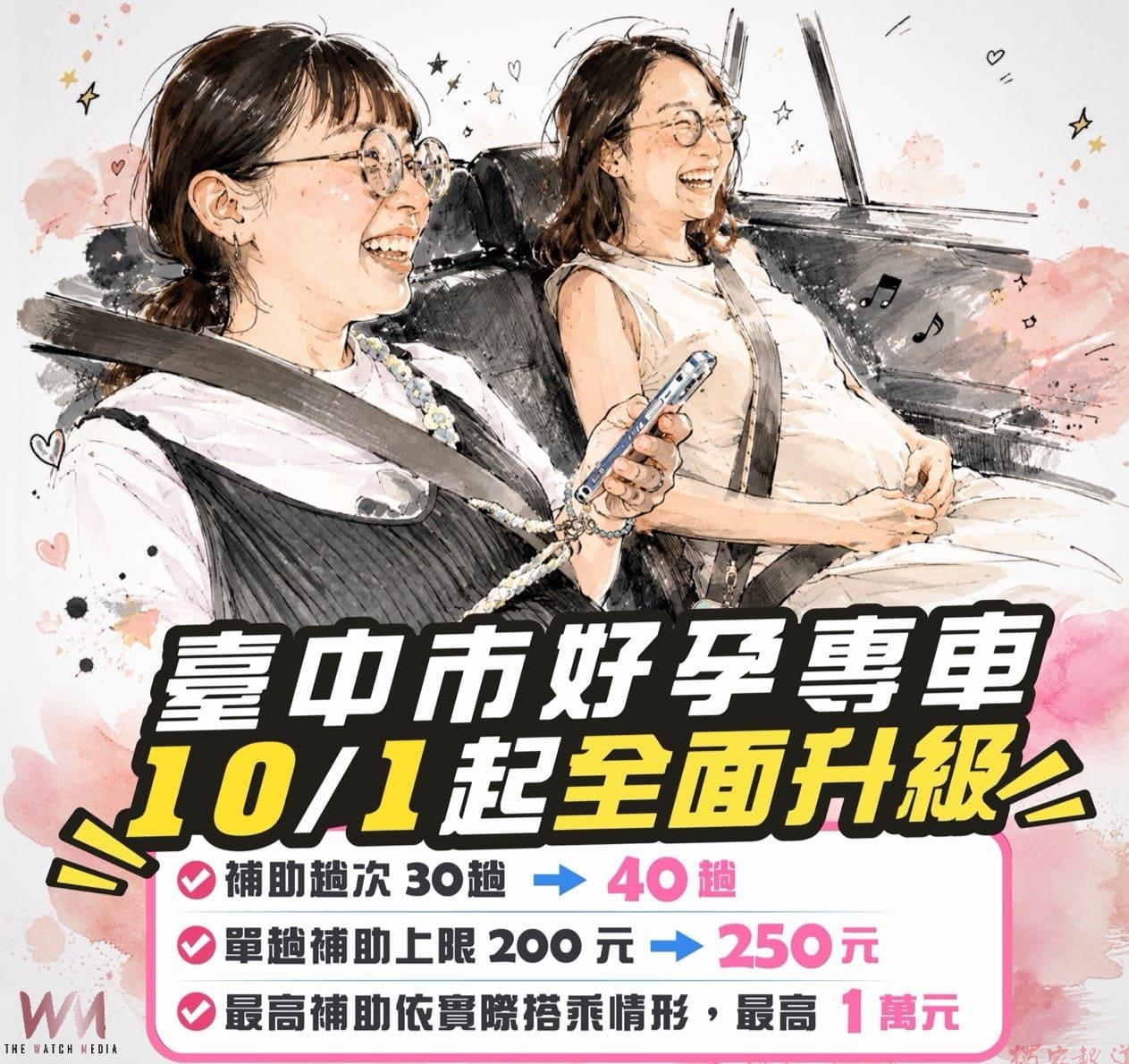 好孕更安心 台中好孕專車10/1起全面升級最高補助1萬元 好孕更安心 台中好孕專車10/1起全面升級最高補助1萬元