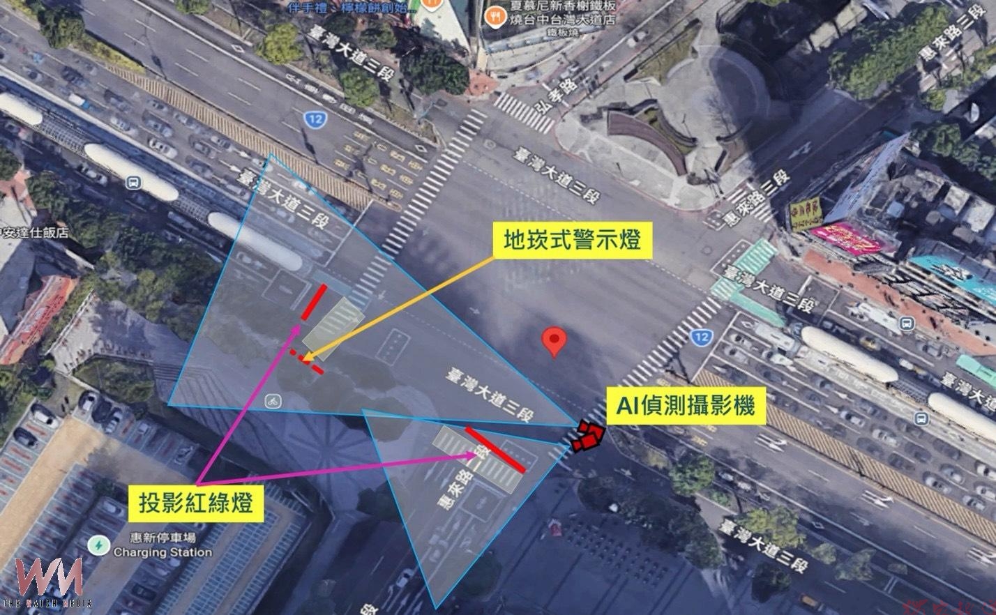 台中交通局導入AI行人安全警示系統 新光遠百商圈10月底啟用 台中交通局導入AI行人安全警示系統 新光遠百商圈10月底啟用