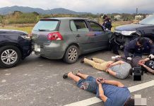 影/圍捕毒品通緝犯!橫山勇警追車破窗逮3嫌 圖/橫山分局提供