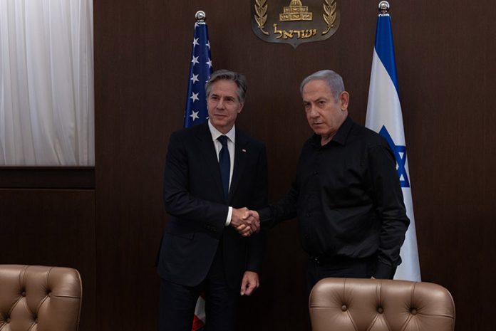 美國國務卿布林肯重返以色列，與納坦雅胡會談。圖/取自Secretary Antony Blinken (@SecBlinken) / X