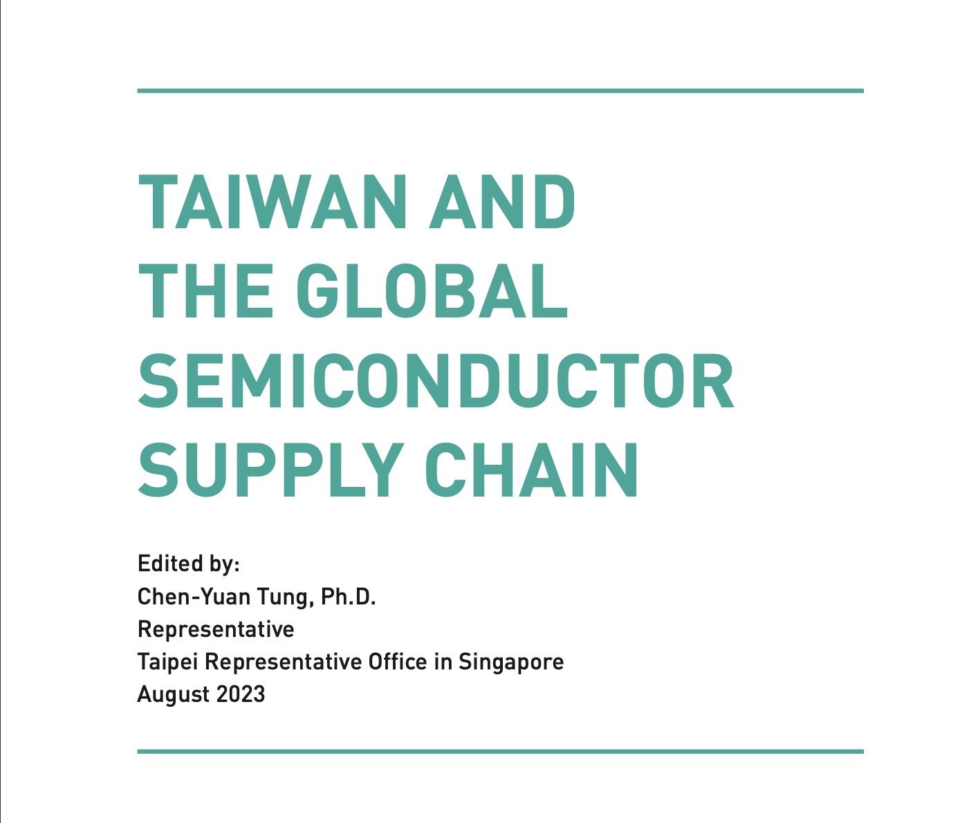 @SCOOP Angel Chen 放內文《台灣與全球半導體產業鏈》英文手冊。(新加坡代表處提供)
