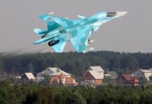 俄羅斯蘇-34戰機搭配「匕首」導彈 襲擊烏克蘭 俄軍蘇-34戰機 。(塔斯社)