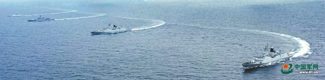 「中國軍網」8日公布中共海軍近期演習畫面。圖/取自中國軍網